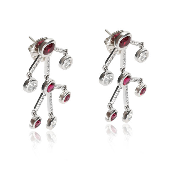 Solange Azagury-Partridge Ruby and Diamond Earrings in 18KT White Gold - Picture 3 of 4